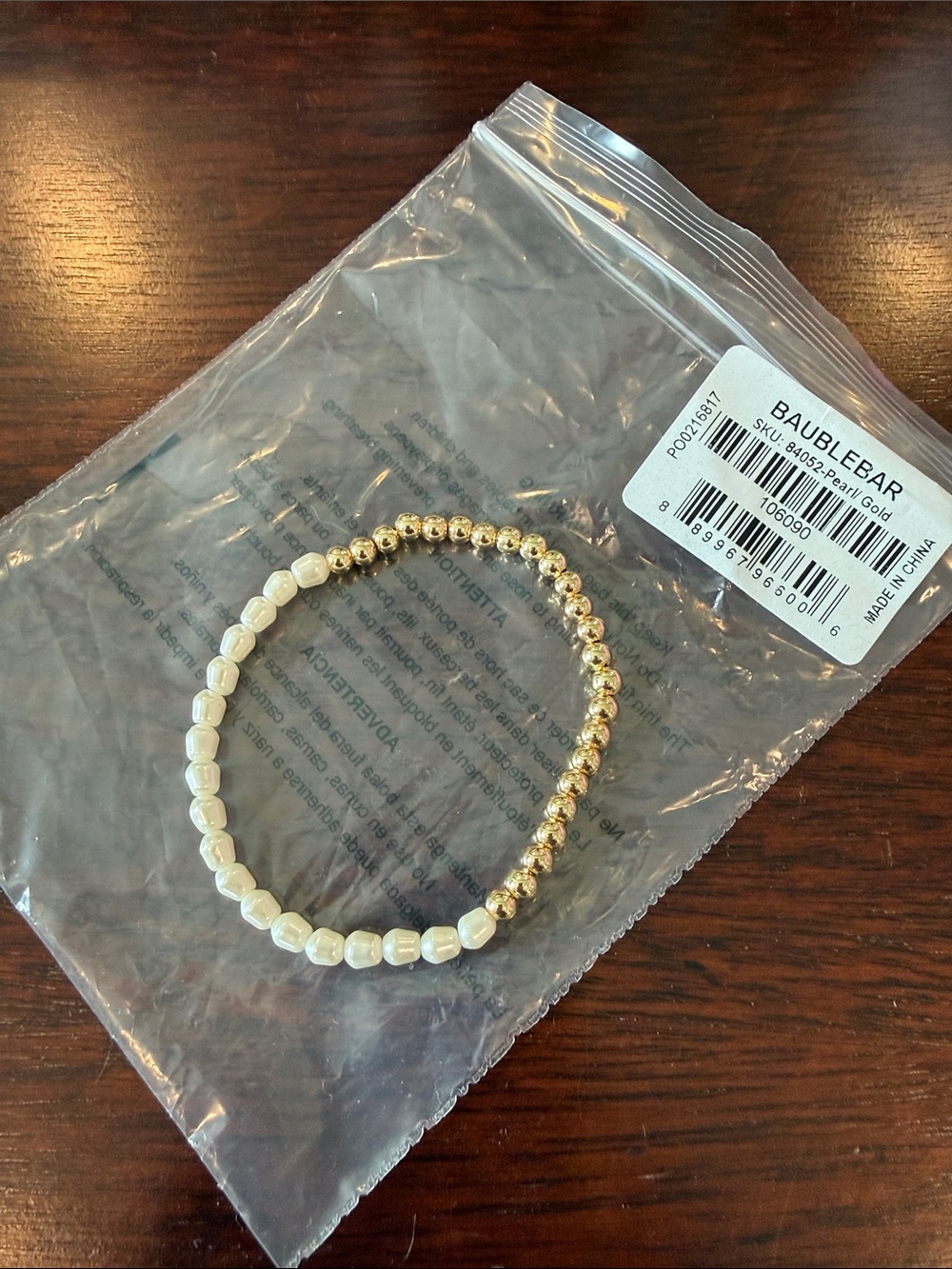 BaubleBar Gold and Pearl Stretch Bracelet